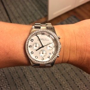 Marc by Marc Jacobs diamond bevel silver watch